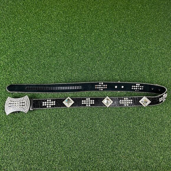 Y2K Punk Black Crystal Studded Buckle Western Belt main image 8